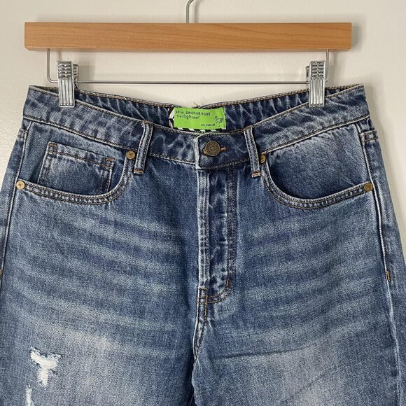 Sandrine Rose Jeans Womens 29 Blue Snow Ripped Button Fly Straight Distressed - Picture 2 of 13